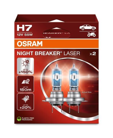 Лампа H7 12V 55W PX26D NIGHT BREAKER LASER +150%