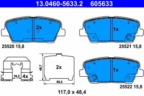 Колодки гальмівні (задні) Hyundai Santa Fe II 06-/Kia Sorento II 09- (Akebono)