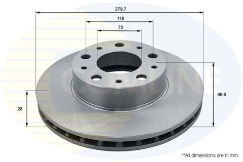 ADC1571V Comline - Диск гальмівний вентильований з покриттям