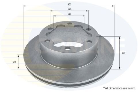 ADC1645V Comline - Диск гальмівний вентильований з покриттям
