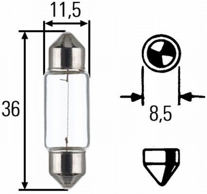 C5W 12V 5W Лампа розжарювання (блістер 2 шт) STANDARD