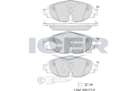 Колодки тормозные (передние) Audi Q2L e-Tron 19-/VW Golf VII e-golf 14-21 (+датчик)