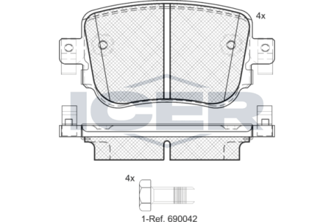 Колодки тормозные (задние) VW Golf VII e-golf 14-17/Caddy ABT e-caddy 20-