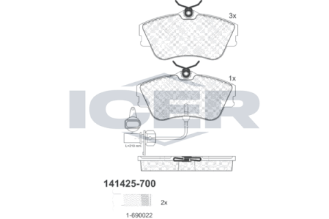 Колодки гальмівні (передні) VW T4 R15 90-03 (+датчик)