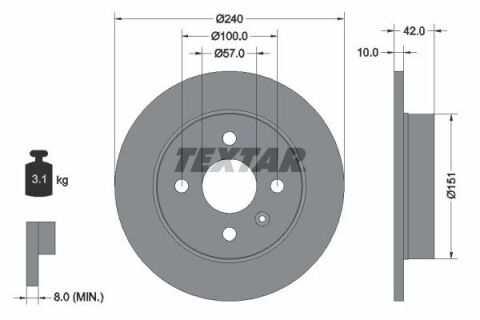 Диск тормозной (задний) Opel Combo 1.3CDTI/1.7DTI 16V 01-(240x10) PRO Диск тормозной (задний) Opel Combo 1.3CDTI/1.7DTI 16V 01-(240x10) PRO