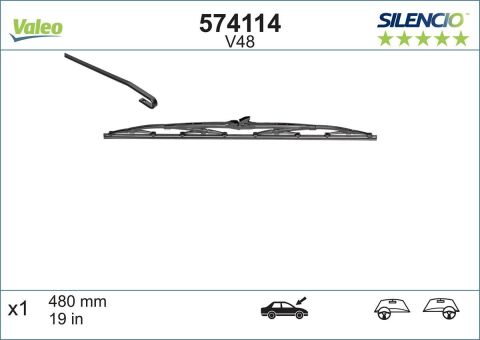 Щітка склоочисника каркасна (480мм) Daewoo Lanos/Nubira/Chevrolet Lacetti 97-