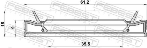 Сальник редуктора 35.5x61.2x9x18 X-TRAIL/DUSTER 1.5-2.0 08-