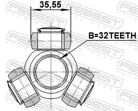 Тришип піввісі 32x35.55 MAZDA 6/LANCER 1.6-2.5 02-