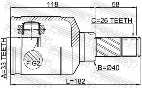 ШРКШ внутр. L 40x182 DUSTER 1.5-2.0 11- 26z/33z