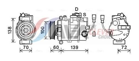 Компресор кондиціонера AMAROK 2.0 10-, CALIFORNIA T5 2.0 09-, MULTIVAN T5, T6, TRANSPORTER T5, T6