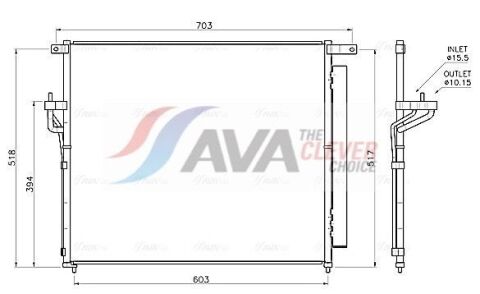 Радіатор кондиціонера (конденсатор) з осушувачем Ranger 2.2/3.2TDCi 11-