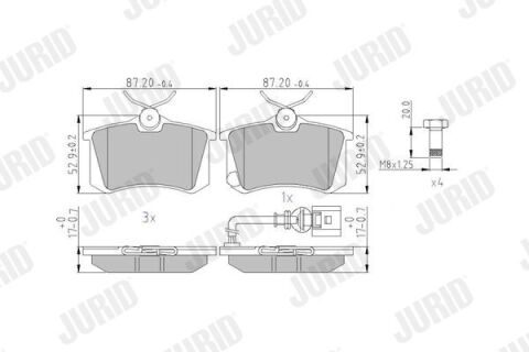 тормозные колодки задн. T4, Sharan 00-Ford Galaxy 00-Seat Alhambra (с датчик.)