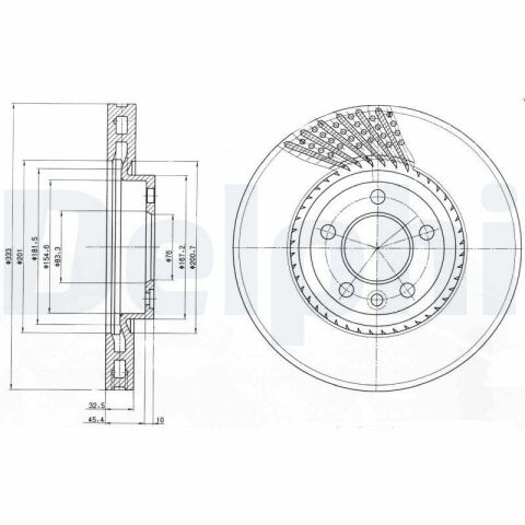 Диск тормозной (передний) VW T5 03-09 (333x32.5) (R17)