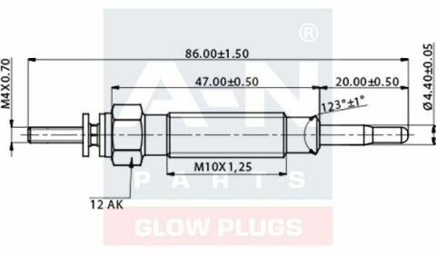 Свічка розжарювання (подвійна спіраль) 11V L=86mm Pajero 2.8D/TD 94- MITSUBISHI