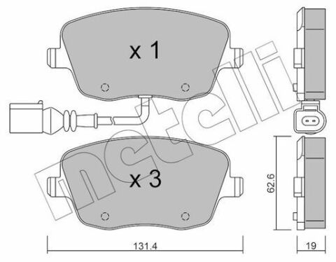 Колодки гальмівні (передні) Seat Ibiza/VW Polo 01-09/Skoda Fabia 99-14/Roomster 06-15 (+датчик)