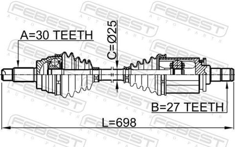 Полуось BMW E70/E71/E72 3.0-4.8 06-14 Л.