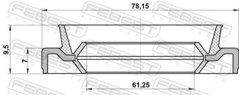 Сальник привода 61.25X78.15X7X9.5 PAJERO/L200 2.0-3.5 87-