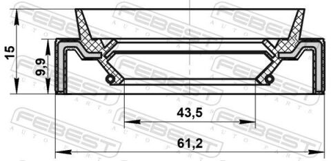 Сальник приводу 43.5X61.2X10X15 HILUX/L200 2.4-2.8 14-