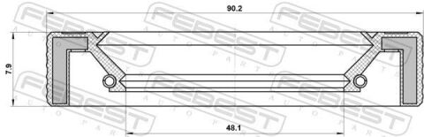 Сальник КПП 48.1X90.2X7.9X7.9 RANGE ROVER 3.0-5.0 09-17