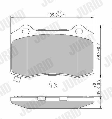 JURID CHRYSLER Тормозные колодки задн.300C, TESLA MODEL S 70D AWD 15-, JEEP GRAND CHEROKEE IV 6.4 11-, CHEVROLET CAMARO 6.2 09-15