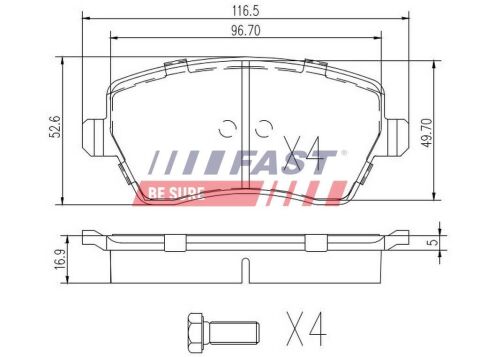 КОЛОДКИ ГАЛЬМІВНІ RENAULT KANGOO II 08> ПЕРЕД БЕЗ ДАТЧИКА SHORT/WHEEL=14