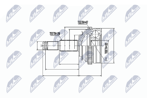ШАРНИР РАВНЫХ УГЛОВЫХ СКОРОСТЕЙ | DODGE CARAVAN 91-, CHRYSLER VOYAGER 96-08 /+ABS=47T/ 