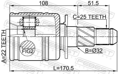 ШРУС внутрішній задній 22x32x25