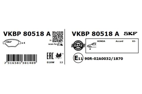 Комплект гальмівних накладок, дискове гальмо Комплект гальмівних накладок, дискове гальмо