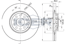 Диск гальмівний (передній) Audi A4/A6/VW Passat 00-09 (312х25) (вент.)