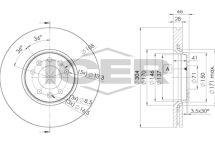 Диск гальмівний (передній) Fiat Scudo/Citroen Jumpy/C5 II/III/Peugeot 407 07- (304x28) (вент) Диск гальмівний (передній) Fiat Scudo/Citroen Jumpy/C5 II/III/Peugeot 407 07- (304x28) (вент)