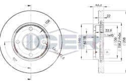 Диск тормозной (передний) Ford Fiesta 95-14/Focus 98-09/Fusion 02-12 (258x22) (вент.)