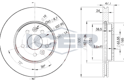 Диск гальмівний (передній) Ford Mondeo III 00-07/Jaguar X-Type 01-09 (300x24) (вент.)