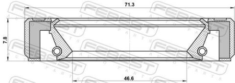 Сальник КПП (перед./вых.)(46.6X71.3X7.8X7.8) NAVARA/PATHFINDER 2.5-4.0 05-
