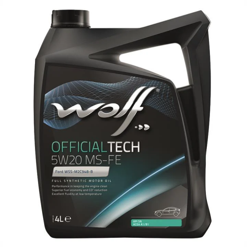 Моторное масло WOLF OFFICIALTECH MS-FE 5W-20, 5 литров Моторное масло WOLF OFFICIALTECH MS-FE 5W-20, 5 литров