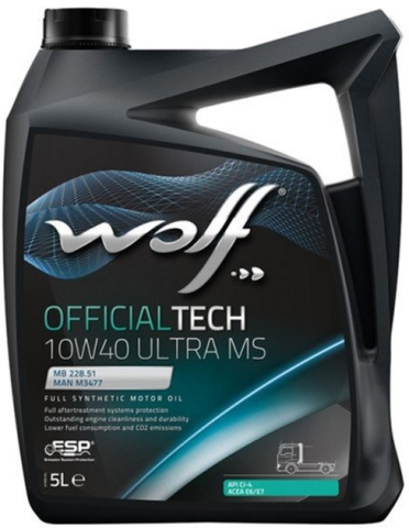 Моторна олива WOLF OFFICIALTECH ULTRA MS 10W-40, 5 літрів