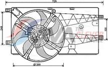 Вентилятор радиатора (с диффузором) Citroën Nemo 1.3/1.4HDI 08–, Fiat Fiorino, Qubo, Peugeot Bipper