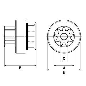 Бендикс стартера z=8, KIA