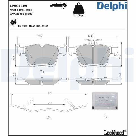 VW гальмів. колодки задн. GOLF VII e-Golf 14- VW гальмів. колодки задн. GOLF VII e-Golf 14-
