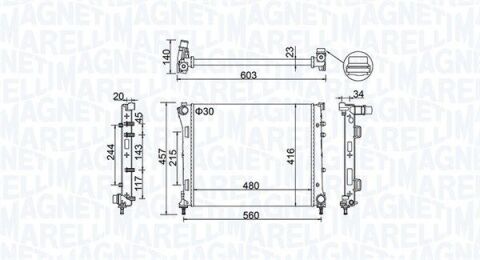 FIAT Радіатор сист. охолодженння 500 0.9-1.4 07-, PANDA, FORD FIAT Радіатор сист. охолодженння 500 0.9-1.4 07-, PANDA, FORD