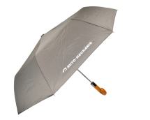 Парасолька сіра дерев'яна ручка з брендуванням Парасолька сіра дерев'яна ручка з брендуванням