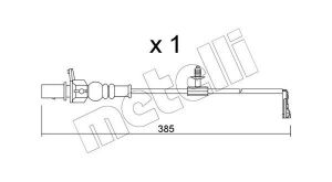 Датчик зносу гальмівних колодок (задніх) Audi A6/A7/A8/Q7/Q8/VW Touareg 15- (L=385mm)