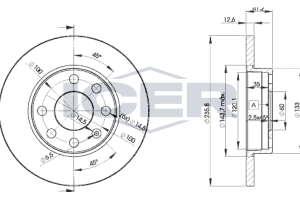 Диск гальмівний (передній) Opel Astra F 91-05/Corsa A/B 82-00/Kadett E 79-93 (236x12.5) (повний)