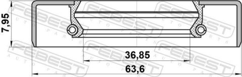 Сальник маточинний задній 36.85x63.6x7.95x7.95