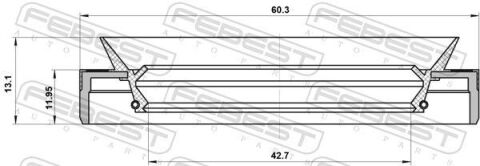 Сальник приводу 42.7x60.3x11.95x13.1 Сальник приводу 42.7x60.3x11.95x13.1