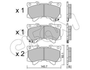 Комплект гальмівних колодок передні LAND CRUISER 300 (_J3_) 3.3 (FJA300) 21-, LEXUS LX (_J3_) 600 AWD (VJA310) 21-
