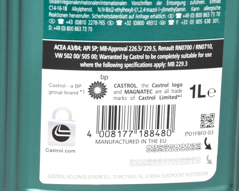 Моторное масло CASTROL Magnatec A3/B4 5W-40, 1 литр Моторное масло CASTROL Magnatec A3/B4 5W-40, 1 литр