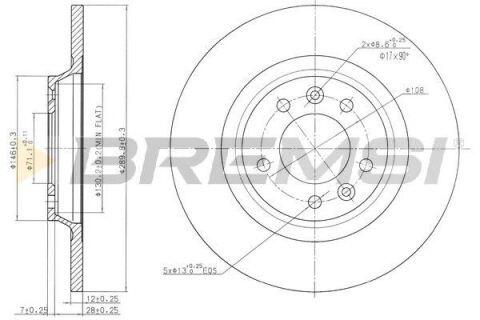 Гальмівний диск (задній) CITROËN C5/PEUGEOT 407/508/607/RCZ 1.6-3.0 04- Гальмівний диск (задній) CITROËN C5/PEUGEOT 407/508/607/RCZ 1.6-3.0 04-
