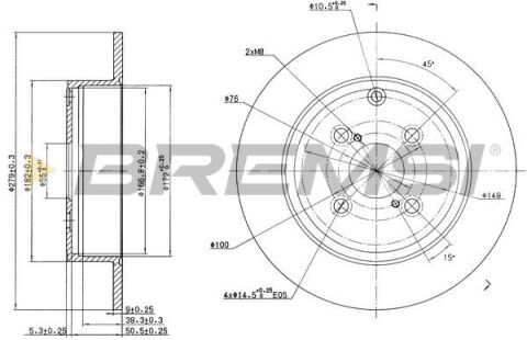 Гальмівний диск зад. COROLLA 1.4-2.0 01-08