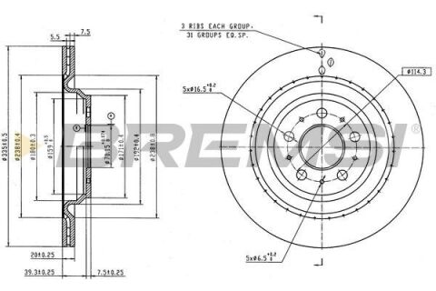 Тормозной диск зад. TESLA MODEL 3 17- (335x20mm) Тормозной диск зад. TESLA MODEL 3 17- (335x20mm)