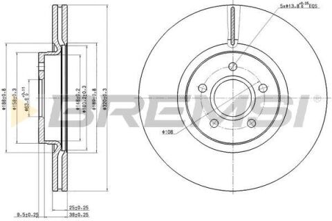 Гальмівний диск пер. Focus/Connect/Kuga/Tourneo/Transit/V40 (05-22)